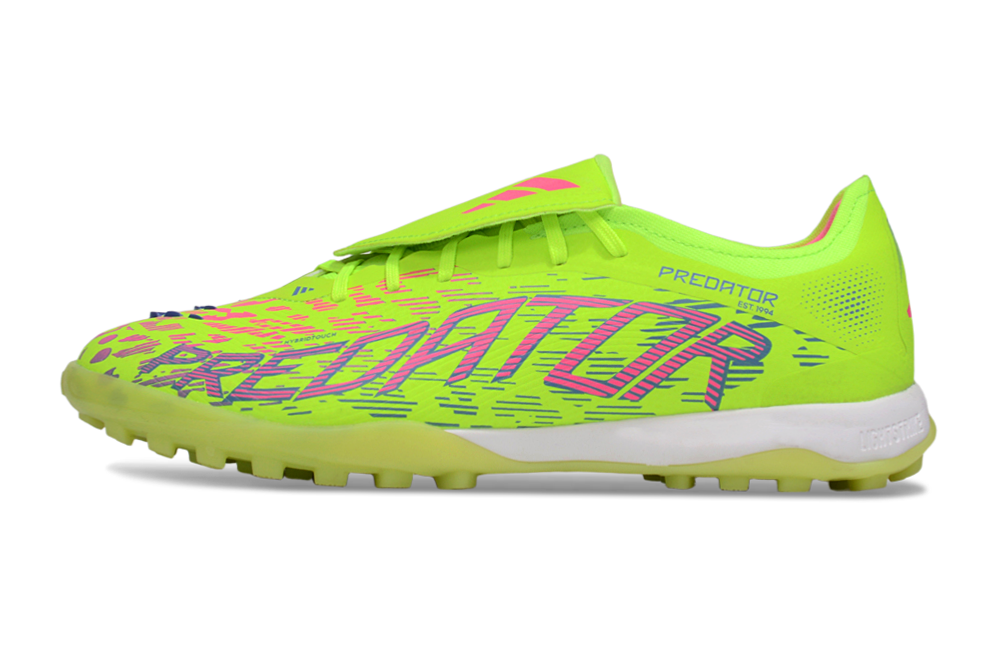 Chuteira Society Adidas Predator Elite Fold-Over Tongue TF - Verde, Rosa e Roxa