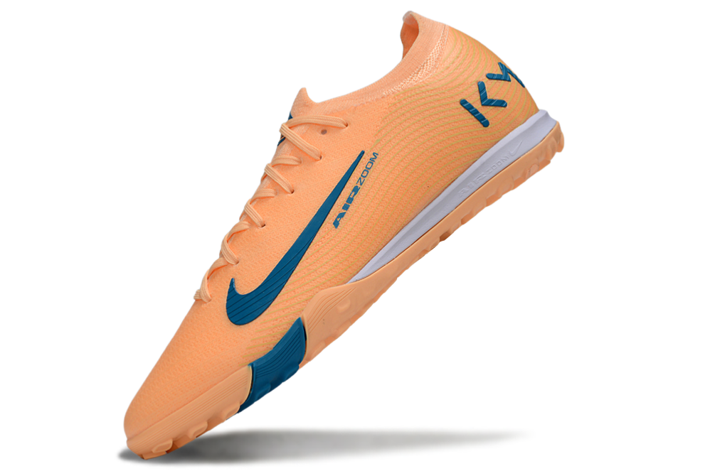 Chuteira Society Nike Air Zoom Mercurial Vapor 16 Killian Mbappe Elite TF - Laranja e Azul