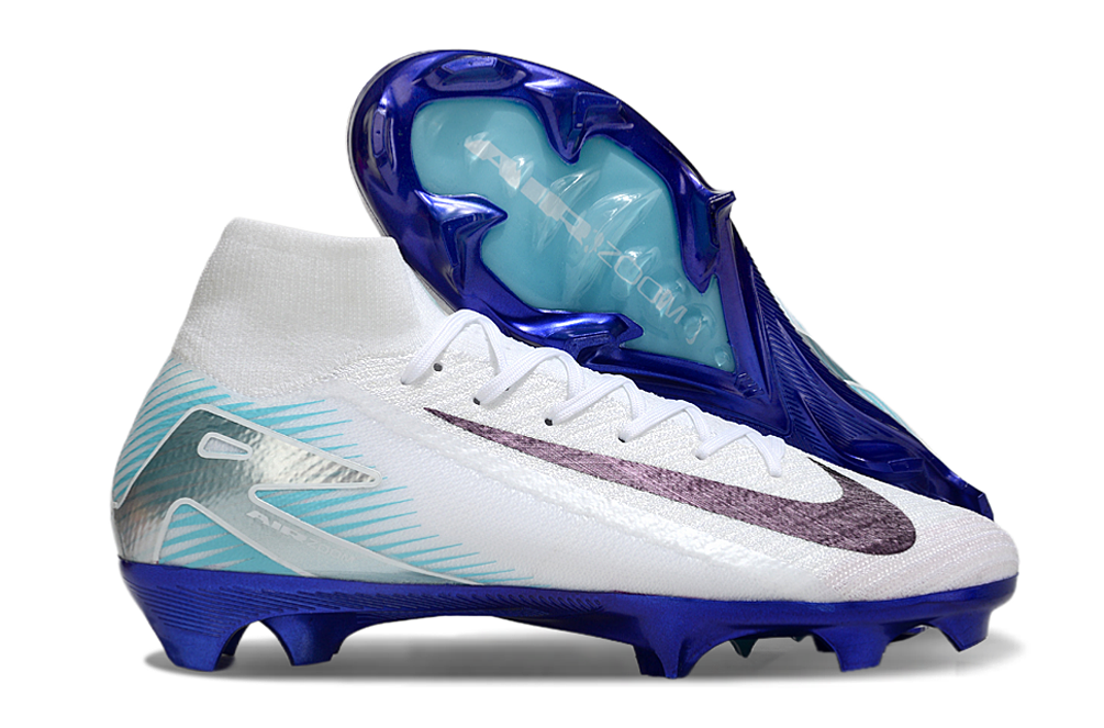 Chuteira Nike Air Zoom Mercurial Superfly 10 Edição Especial Elite FG - Branca e Azul
