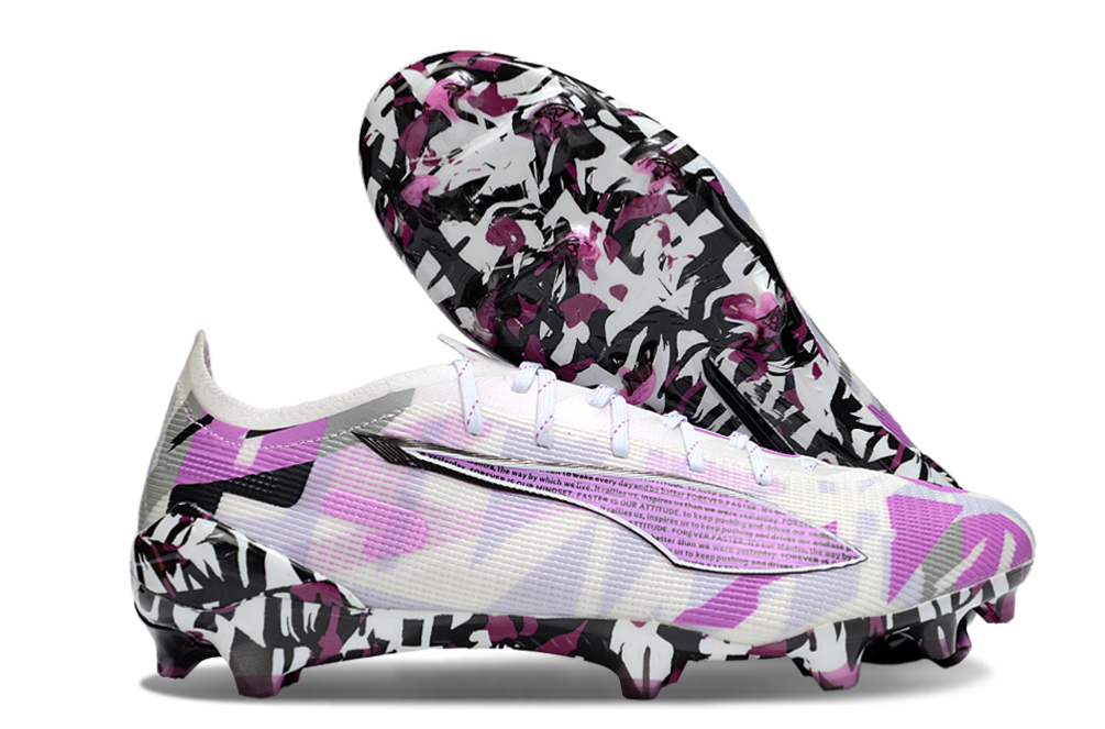 Chuteira Puma Ultra 5 Ultimate FG - Branca e Roxa