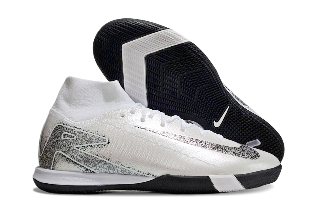 Chuteira Futsal Nike Air Zoom Mercurial Superfly 10 Elite  IC - Branca e Prata