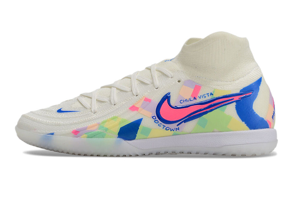 Tênis Futsal Nike Phantom Luna IC - Branca, Azul e Rosa