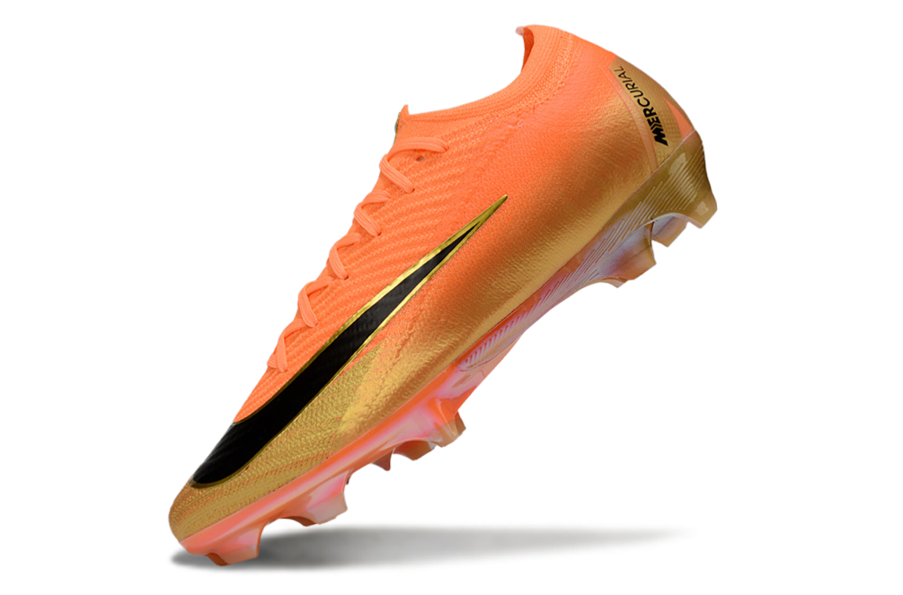 Chuteira Nike Air Zoom Mercurial Vapor 16 Déja Vu Elite FG - Laranja e Dourada