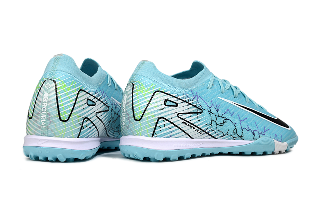 Chuteira Society Nike Air Zoom Mercurial Vapor 16 Elite TF - Branca e Azul
