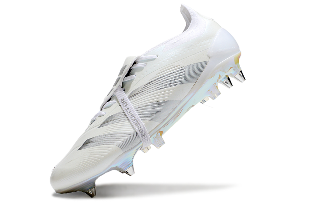 Chuteira Adidas Predator Elite Fold-Over Tongue SG - Branca e Prata