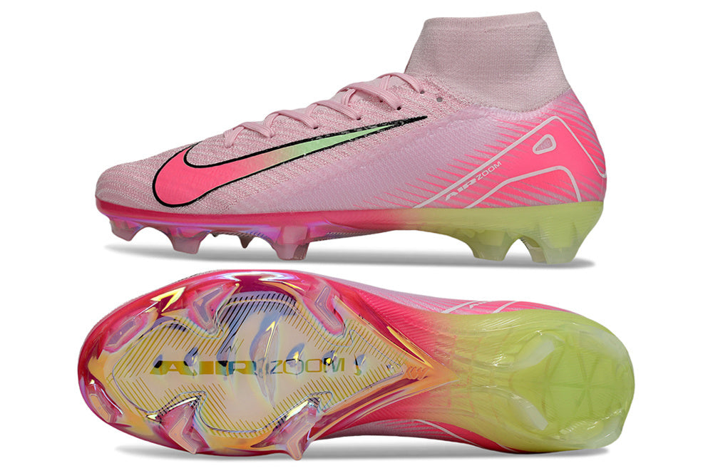 Chuteira Nike Air Zoom Mercurial Superfly 10 Elite FG - Rosa e Verde