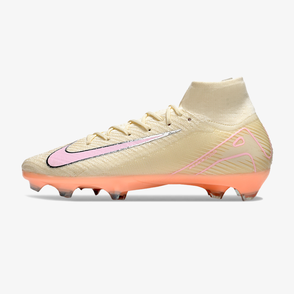 Chuteira Nike Air Zoom Mercurial Superfly 10 Edição Especial Elite FG - Branca e Salmão