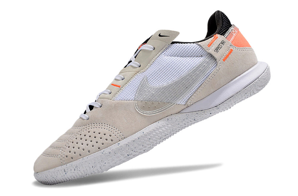 Tênis Futsal Nike Street Gato IC - Bege, Branca e Laranja