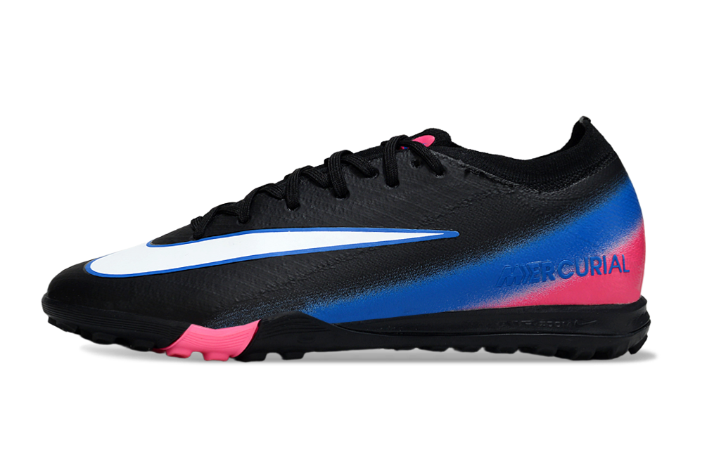 Chuteira Society Nike Air Zoom Mercurial Vapor 16 Elite TF - Preta, Rosa e Azul
