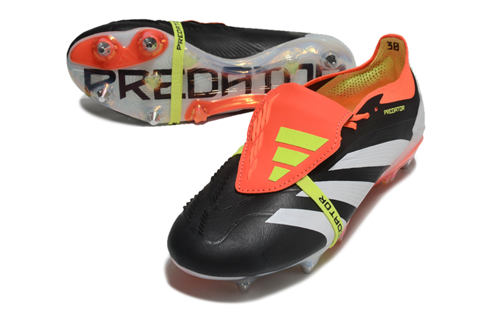 Chuteira Adidas Predator Elite Fold-Over Tongue SG - Preta, Laranja e Verde