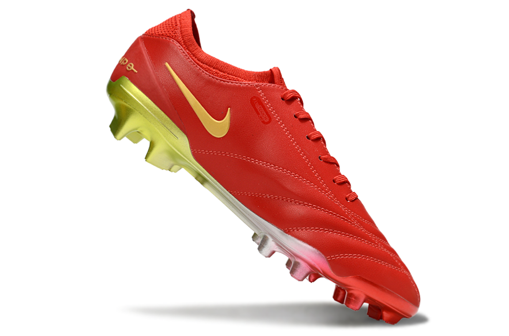 Chuteira Nike Tiempo Legend 10  FG -  Vermelha e Dourada - Edição Especial