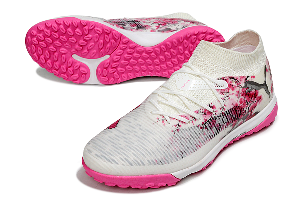 Chuteira Society Puma Future 8 TF - Branca e Rosa