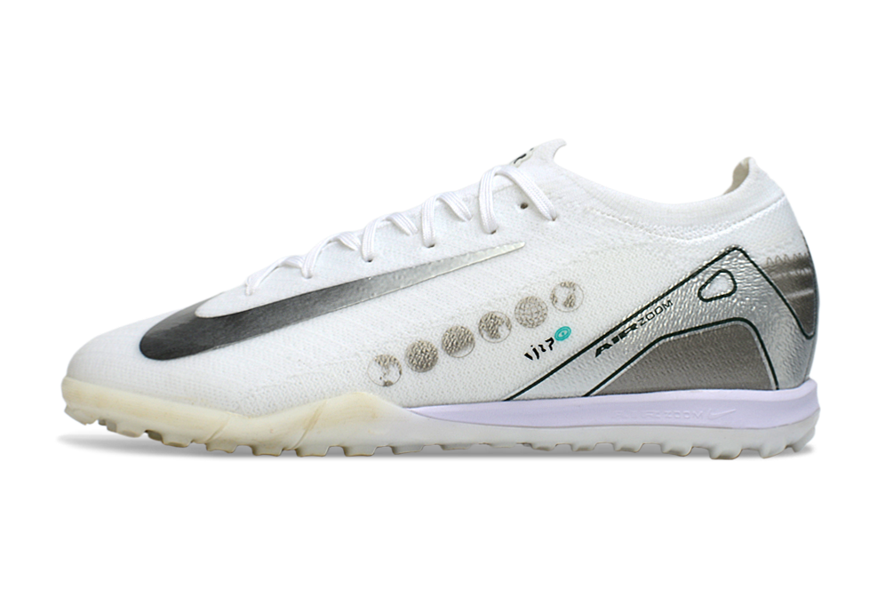 Chuteira Society Nike Air Zoom Mercurial Vapor 16 Vini JR Elite TF - Branca e Cinza