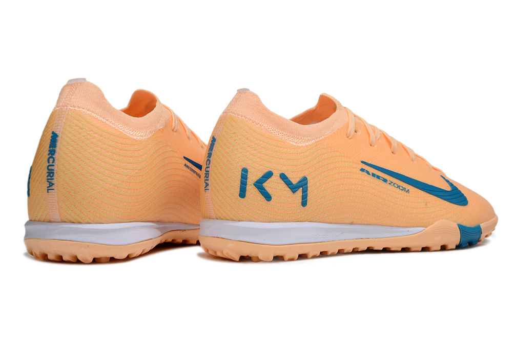 Chuteira Society Nike Air Zoom Mercurial Vapor 16 Killian Mbappe Elite TF - Laranja e Azul