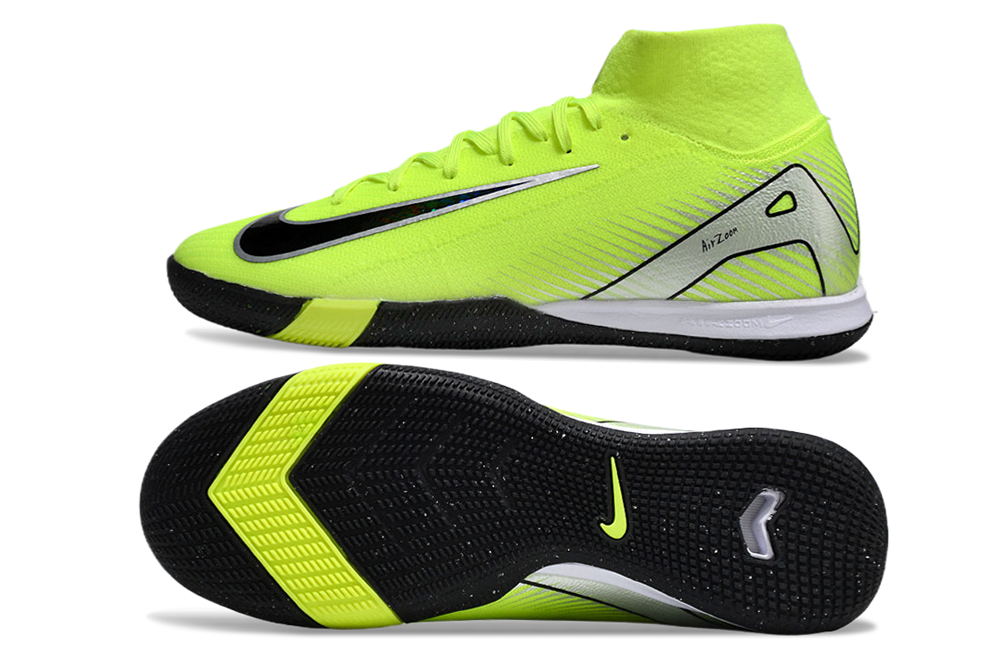 Chuteira Futsal Nike Air Zoom Mercurial Superfly 10 Elite  IC - Verde, Prata e Preta