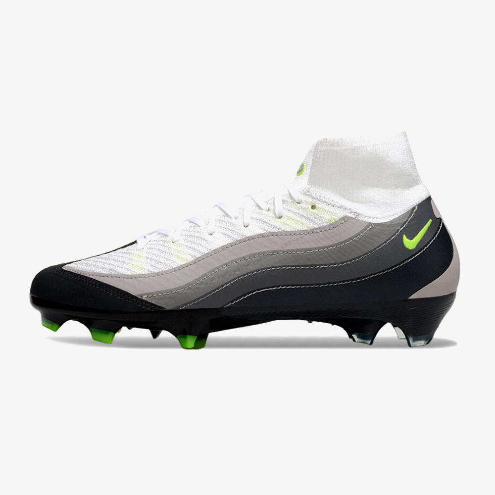 Chuteira Nike Mercurial Superfly 10 Air Max 95 Elite FG - Branca e Preta