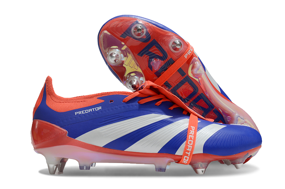 Chuteira Adidas Predator Elite Fold-Over Tongue SG - Azul, Laranja e Branca
