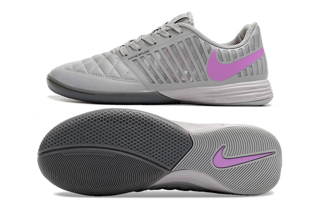 Tênis Futsal Nike Lunar Gato IC - Cinza e Roxa