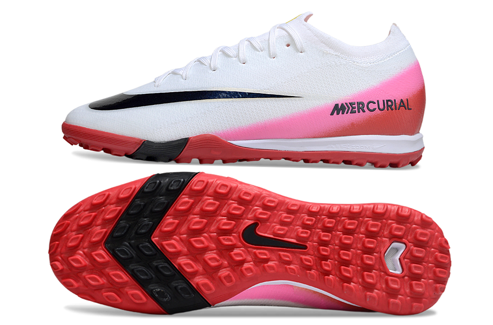 Chuteira Society Nike Air Zoom Mercurial Vapor 16 Elite TF - Branca, Vermelha e Rosa - Fear Nothing Pack