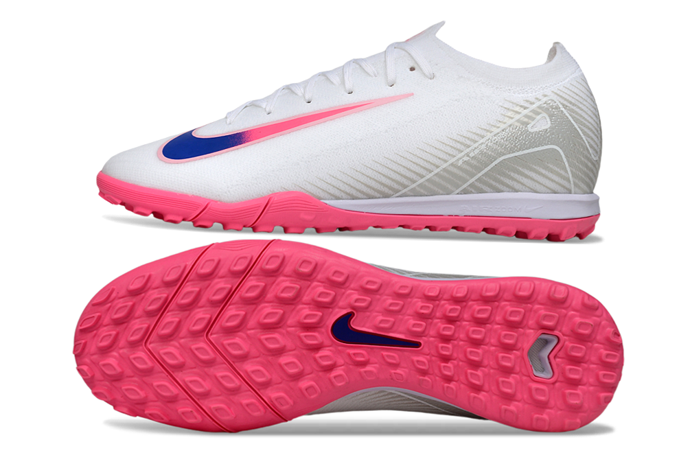 Chuteira Society Nike Air Zoom Mercurial Vapor 16 Elite TF - Branca, Rosa e Azul