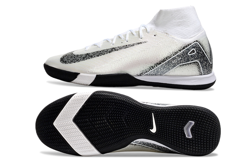 Chuteira Futsal Nike Air Zoom Mercurial Superfly 10 Elite  IC - Branca e Prata