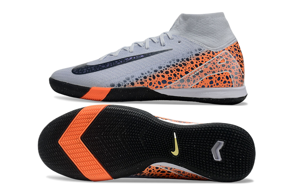 Chuteira Futsal  Nike Air Zoom Mercurial Superfly 10 Elite  IC - Cinza, Laranja e Preta