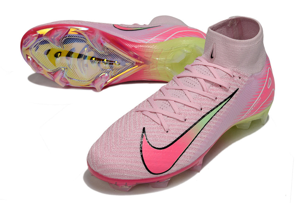Chuteira Nike Air Zoom Mercurial Superfly 10 Elite FG - Rosa e Verde