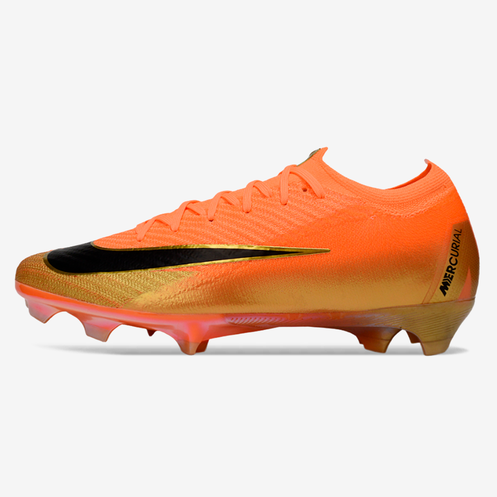 Chuteira Nike Air Zoom Mercurial Vapor 16 Déja Vu Elite FG - Laranja e Dourada