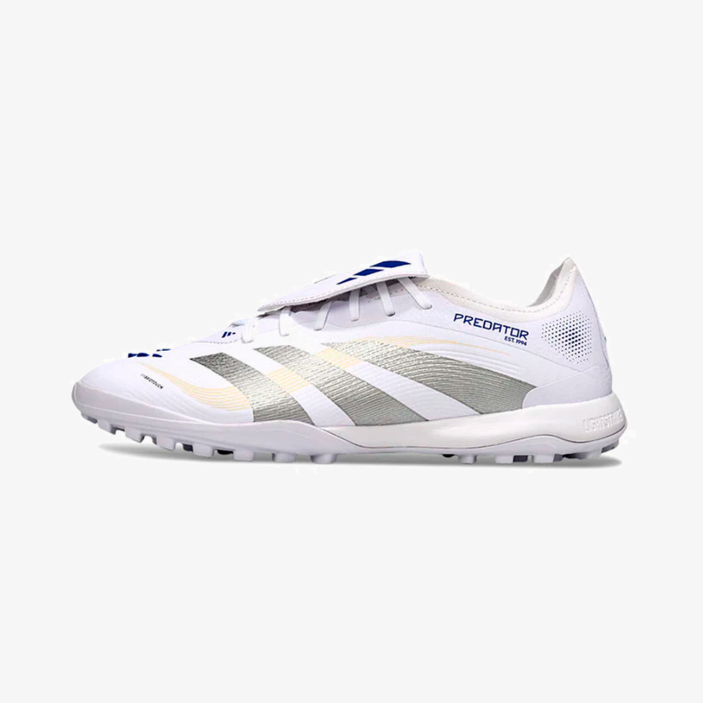 Chuteira Society Adidas Predator Elite Fold-Over Tongue TF - Branca e Prata