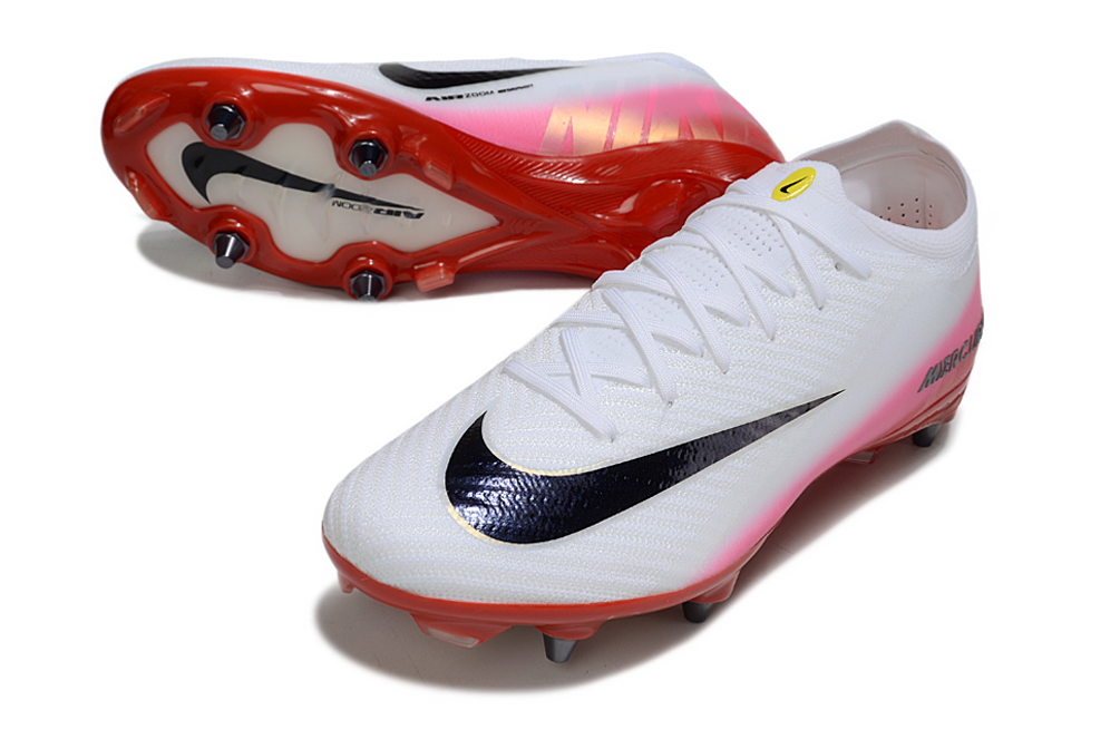 Chuteira Nike Air Zoom Mercurial Vapor 16 Elite SG - Branca, Rosa e Vermelha - Fear Nothing Pack