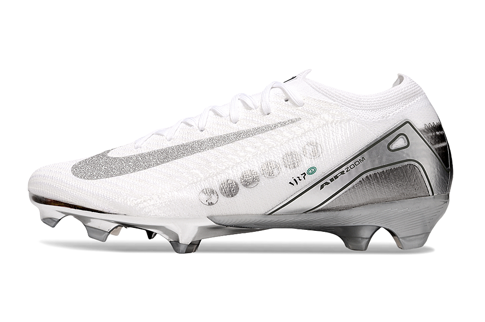 Chuteira Nike Air Zoom Mercurial Vapor 16 Edição Especial Elite FG - Branca e Prata