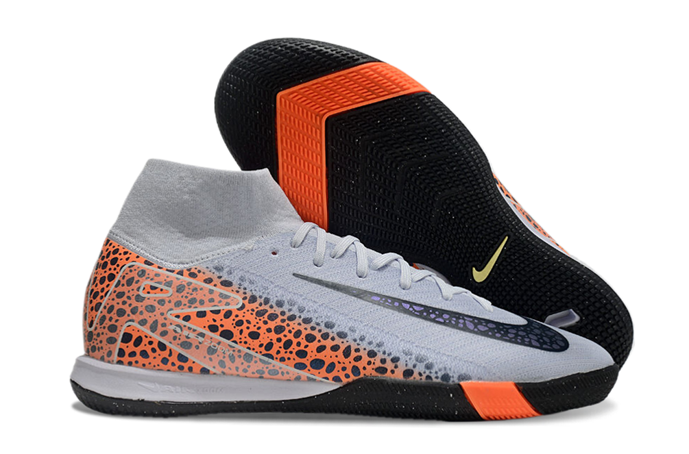 Chuteira Futsal  Nike Air Zoom Mercurial Superfly 10 Elite  IC - Cinza, Laranja e Preta