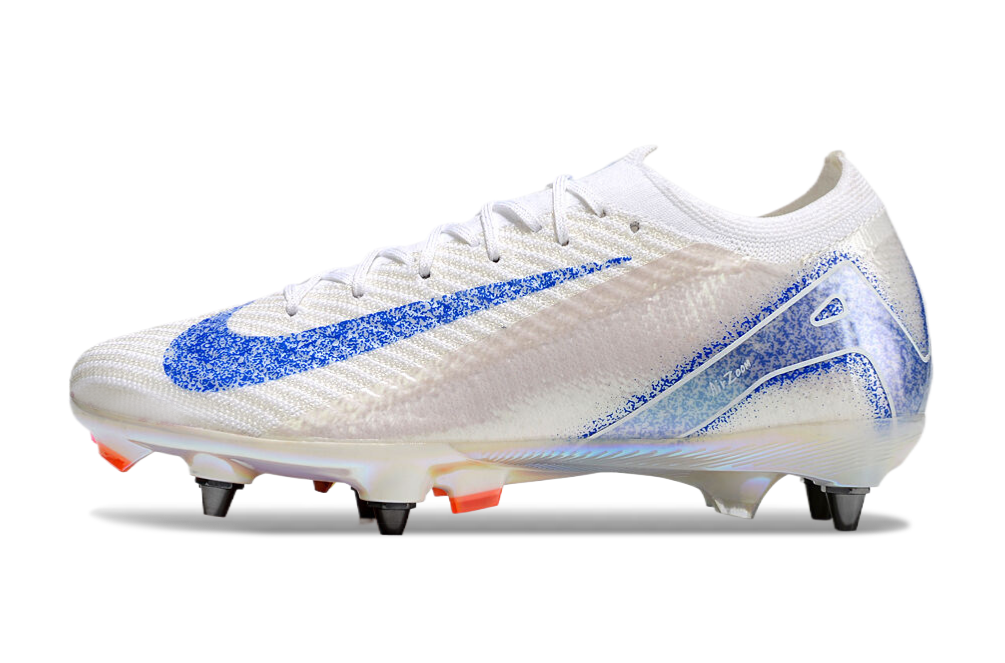 Chuteira Nike Air Zoom Mercurial Vapor 16 Elite SG - Branca e Azul