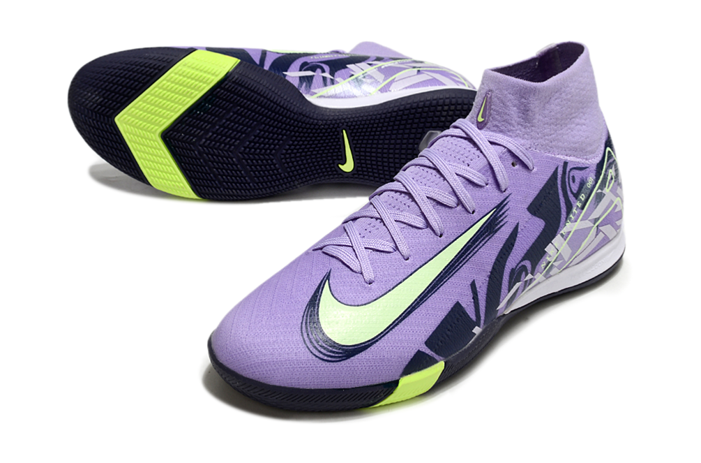 Chuteira Futsal Nike Air Zoom Mercurial Superfly 10 Elite  IC - Roxa e Verde