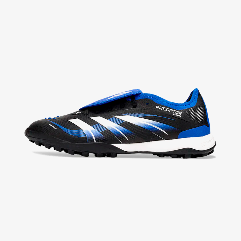 Chuteira Society Adidas Predator Elite Fold-Over Tongue TF - Preta, Azul e Branca
