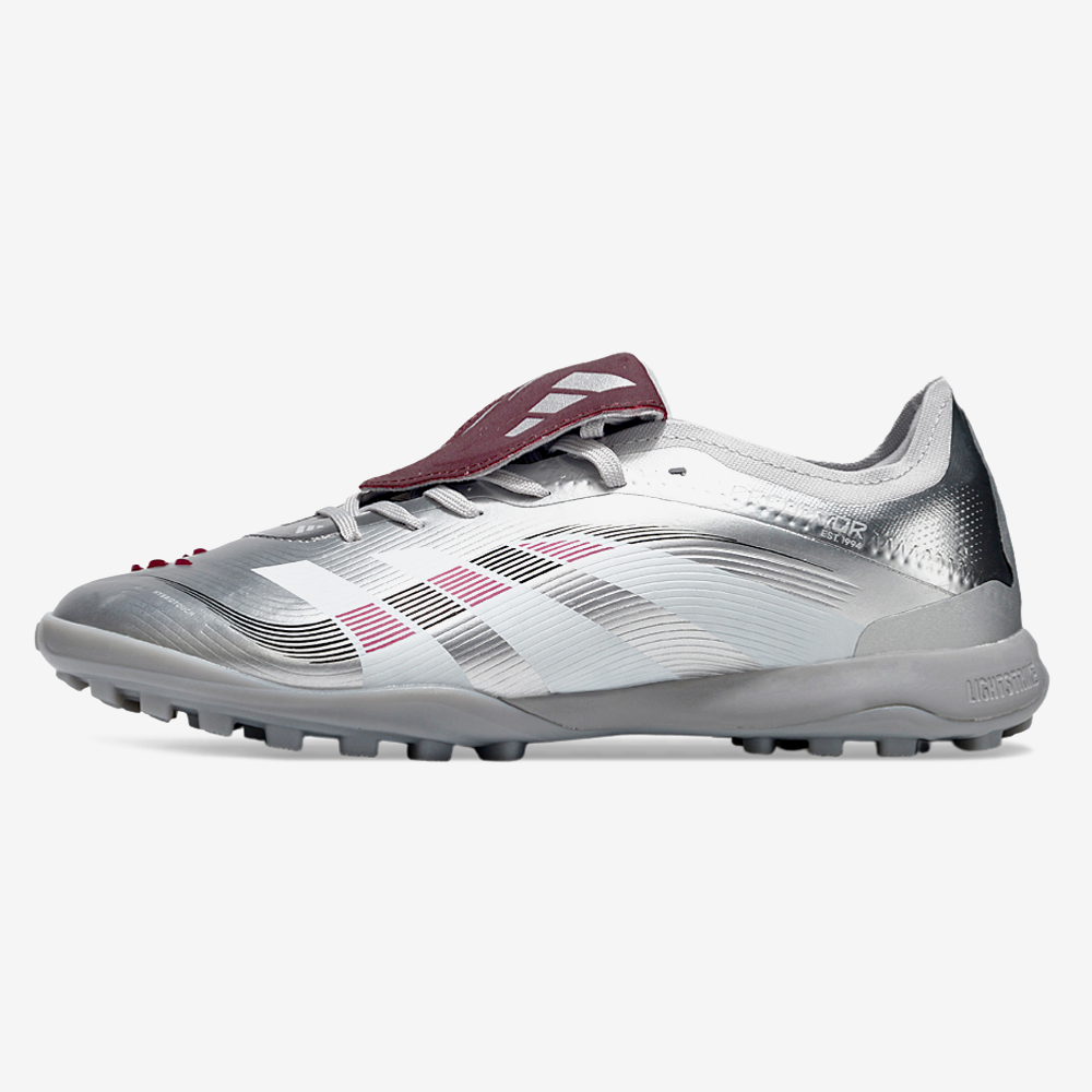 Chuteira Society Adidas Predator Elite Fold-Over Tongue TF - Prata, Branca e Vermelha