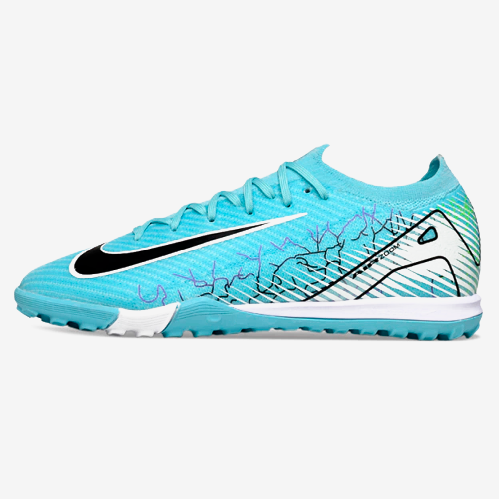 Chuteira Society Nike Air Zoom Mercurial Vapor 16 Elite TF - Branca e Azul