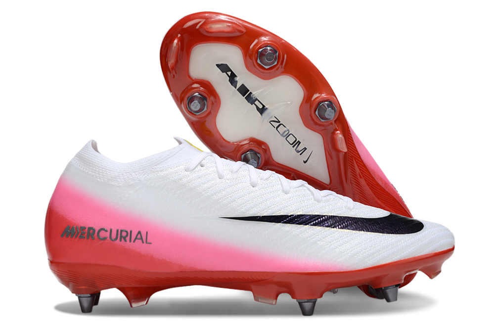 Chuteira Nike Air Zoom Mercurial Vapor 16 Elite SG - Branca, Rosa e Vermelha - Fear Nothing Pack