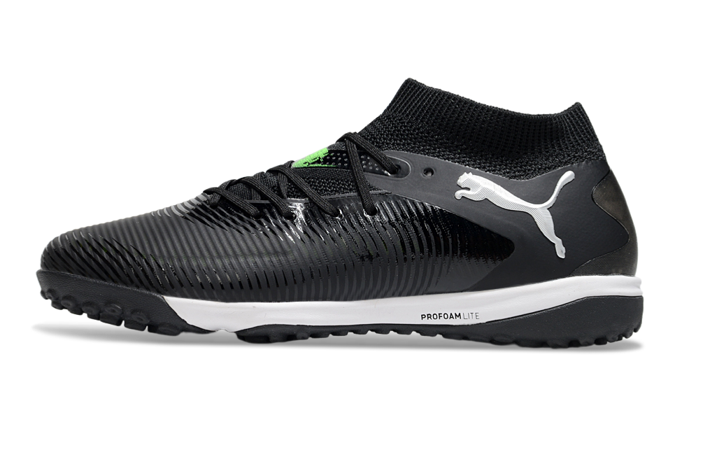 Chuteira Society Puma Future 8 TF - Preta, Branca e Verde - Eclipse Pack