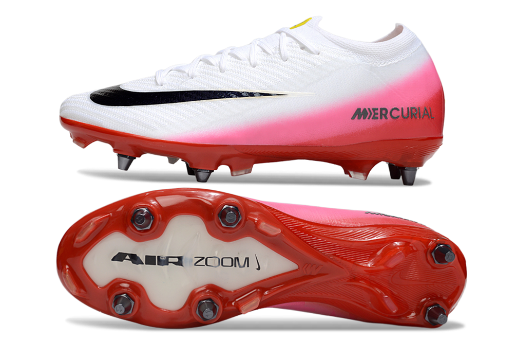 Chuteira Nike Air Zoom Mercurial Vapor 16 Elite SG - Branca, Rosa e Vermelha - Fear Nothing Pack