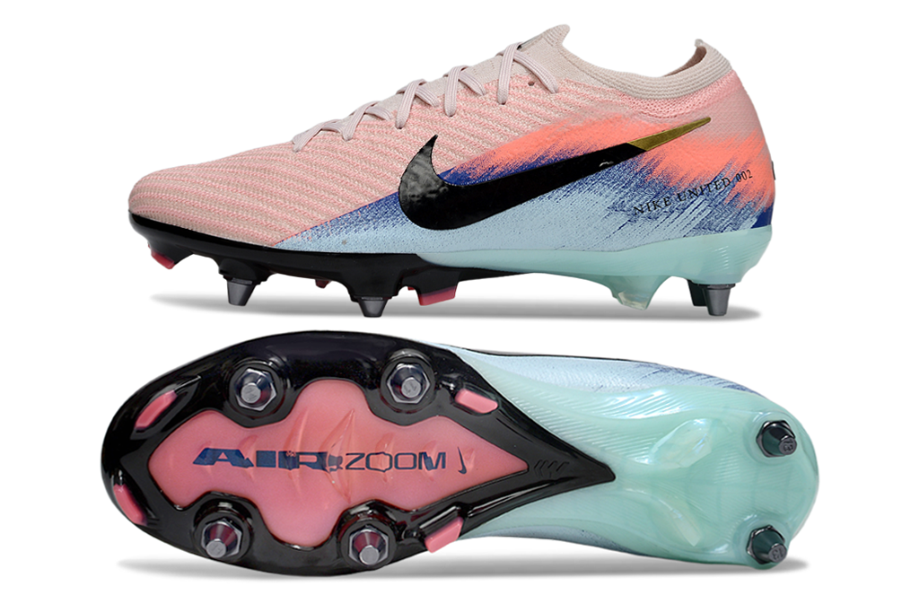 Chuteira Nike Air Zoom Mercurial Vapor 16 Elite SG - Rosa, Azul e Preta - United 02 Pack