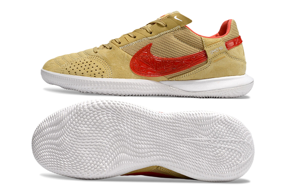 Tênis Futsal Nike Street Gato IC - Bege e Vermelha