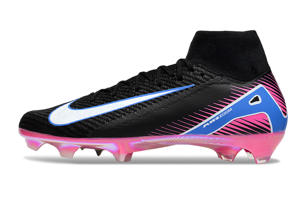 Chuteira Nike Air Zoom Mercurial Superfly 10 Elite FG - Preta, Rosa e Azul