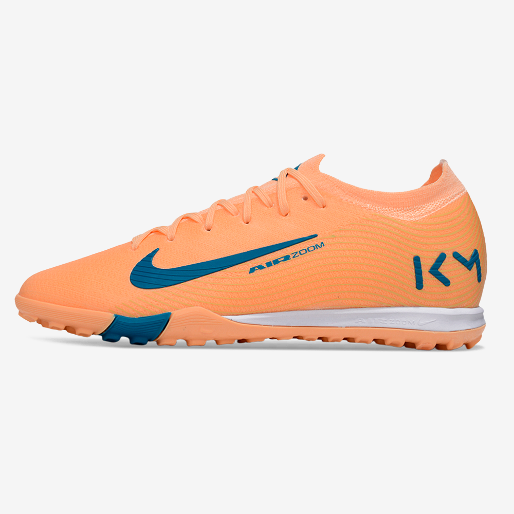 Chuteira Society Nike Air Zoom Mercurial Vapor 16 Killian Mbappe Elite TF - Laranja e Azul