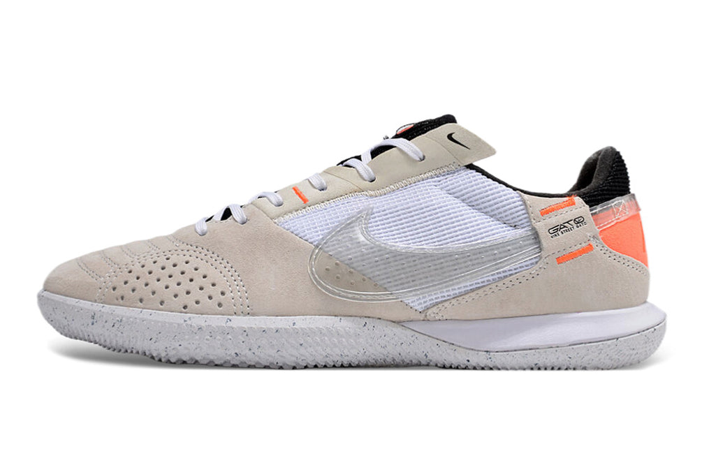Tênis Futsal Nike Street Gato IC - Bege, Branca e Laranja