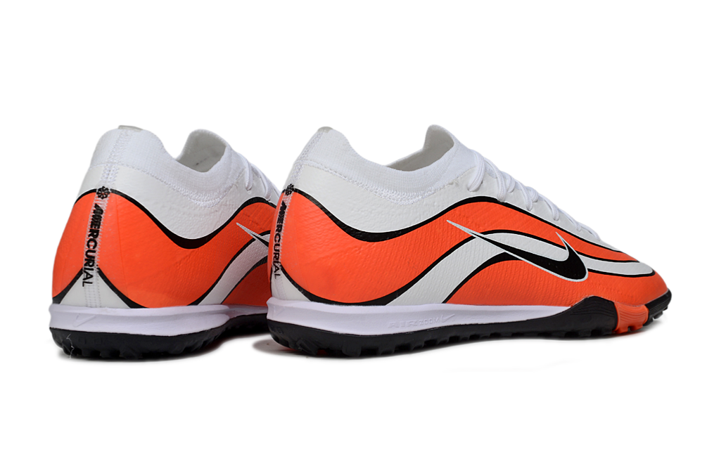 Chuteira Society Nike Air Zoom Mercurial Vapor 16 Elite TF - Branca e Laranja
