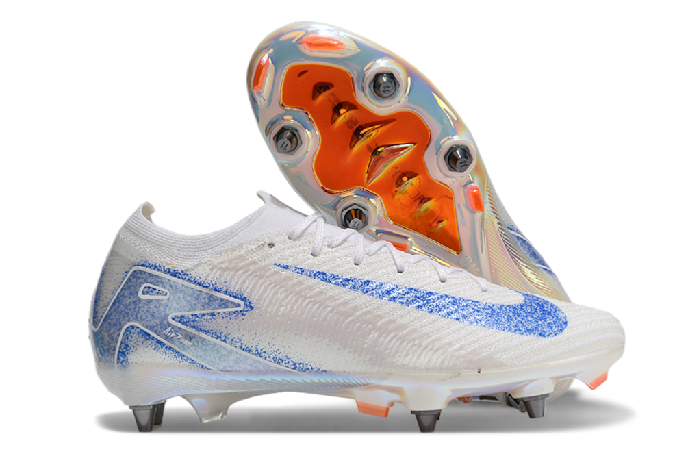 Chuteira Nike Air Zoom Mercurial Vapor 16 Elite SG - Branca e Azul