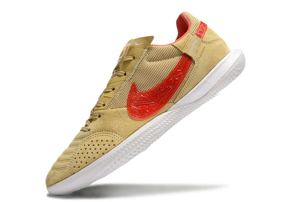 Tênis Futsal Nike Street Gato IC - Bege e Vermelha