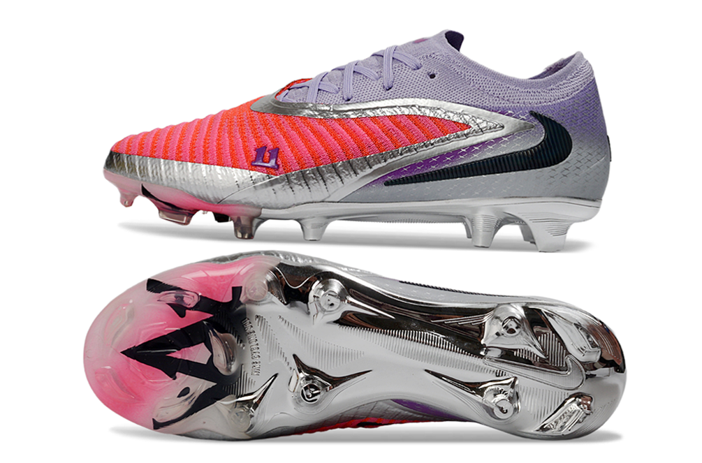 Chuteira Nike Phantom 6 Elite FG - Vermelha, Prata e Roxa