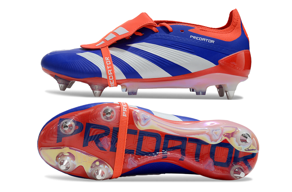 Chuteira Adidas Predator Elite Fold-Over Tongue SG - Azul, Laranja e Branca